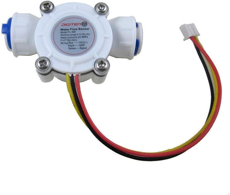 DIGITEN G3/8" Quick Connect Hall Effect Sensor Water Flow Sensor Food-Grade Flowmeter Water Flow Counter Meter 0.3-10L/min - Arduino, Raspberry Pi, and Reverse Osmosis Filter Compatible - Image 1